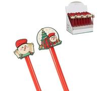 ROCKING GIFTS Stylo de Noël x2 Modèles Décoration Rouge 19 cm | Lot de 2 stylos de Noël avec motif Père Noël et arbre - Rouge - 19 cm - Idéal comme cadeau et décoration.
