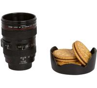ROCKING GIFTS Tasse mug petit-déjeuner avec forme objectif appareil photo 18 cm pour café thé cadeau photographes original gobelet avec couvercle
