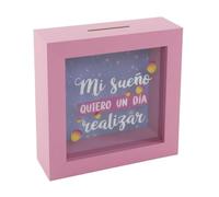 ROCKING GIFTS Tirelire en bois Rêves 15 x 15 x 5 cm Économie d'enfant Cadeau Décoration Boîte porte-monnaie en bois