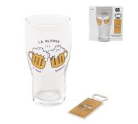 ROCKING GIFTS Verre à bière 435 ml avec décapsuleur, boîte cadeau, message amusant, 22 cm