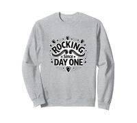 Rocking It Since Day One Citation rétro pour Les Amateurs de Musique Sweatshirt, Unisexe pour Adultes, Gris Chiné, S
