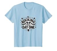 Rocking It Since Day One Citation rétro pour Les Amateurs de Musique T-Shirt, Enfant, Bleu Céleste, 4 Ans