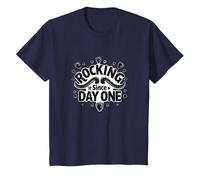 Rocking It Since Day One Citation rétro pour Les Amateurs de Musique T-Shirt, Enfant, Bleu Marine, 10 Ans