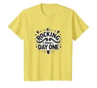 Rocking It Since Day One Citation rétro pour Les Amateurs de Musique T-Shirt, Enfant, Citron, 2 Ans