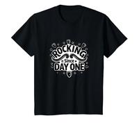 Rocking It Since Day One Citation rétro pour Les Amateurs de Musique T-Shirt, Enfant, Noir, 3 Ans