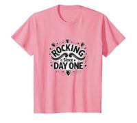 Rocking It Since Day One Citation rétro pour Les Amateurs de Musique T-Shirt, Enfant, Rose, 4 Ans