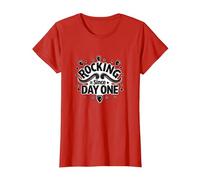 Rocking It Since Day One Citation rétro pour Les Amateurs de Musique T-Shirt, Femme, Rouge, L