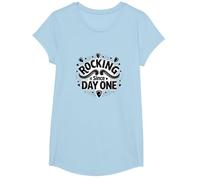 Rocking It Since Day One Citation rétro pour Les Amateurs de Musique T-Shirt, Fille, Bleu Céleste, S