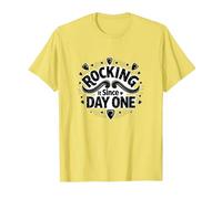 Rocking It Since Day One Citation rétro pour Les Amateurs de Musique T-Shirt, Homme, Citron, 3XL