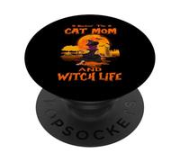 Rocking The Cat Mom and Witch Life Abyssinian Cat Halloween PopSockets PopGrip Adhésif