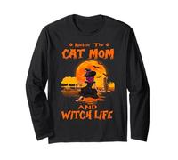 Rocking The Cat Mom and Witch Life Bengal Cat Halloween Manche Longue