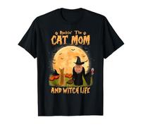 Rocking The Cat Mom and Witch Life Chat Abyssin Halloween T-Shirt Graphique avec Valeur
