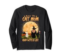 Rocking The Cat Mom and Witch Life Siamese Cat Halloween Manche Longue