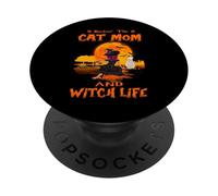 Rocking The Cat Mom Witch Life Siamese Cat Halloween PopSockets PopGrip Adhésif