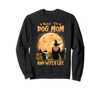 Rocking The Dog Mom and Witch Life Bull Terrier Halloween Sweatshirt