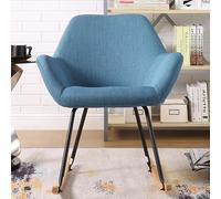 Rocking chair branché en tissu avec structure en metal et bois NORTON Bleu Bleu