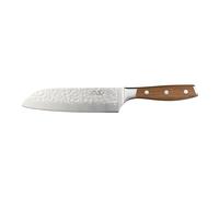 Rockingham Forge Ashwood 17,5 cm Couteau de Cuisine Japonais Santoku - Lame Acier Inoxydable Allemand Ultra-tranchante - Martelée Antiadhésive Qualité Professionnelle - Manche Bois à Soie Pleine