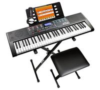 RockJam 660 Clavier de Piano 61 Touches avec Banc, Support, Casque, Autocollants de Notes & Leçons