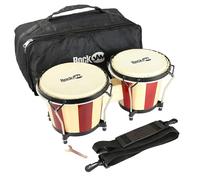 RockJam Bongos 7 et 8 Pouces en Bois avec Housse et Clé, Rouge/Naturel