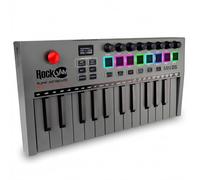 RockJam Clavier maître MIDI Go 25 USB et Bluetooth, 8 pads de batterie rétroéclairés, 8 boutons