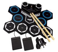 RockJam Kit batterie électrique rechargeable enroulable avec Bluetooth, Midi, USB et baguettes