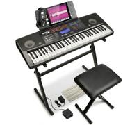 RockJam RJ761 Kit Clavier Piano 61 Touches, Support, Tabouret et Pédale | Synthétiseur débutant 61 touches avec écran tactile, pédale de sustain, support, tabouret, casque et cours Simply Piano