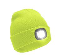 RockJock Bonnet chaud durable avec lumière LED pour homme, femme, enfant, 3 options de luminosité pour le camping, la marche, la course, le cyclisme - Fluo, Fluo.
