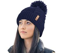 RockJock Bonnet d'hiver STORMACTIVE 100% étanche en Maille torsadée avec Pompon et Doublure Thermique Confortable-Taille Unique-Bleu Marine