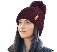 RockJock Bonnet d'hiver STORMACTIVE 100% étanche en Maille torsadée avec Pompon et Doublure Thermique Confortable-Taille Unique-Burgundy
