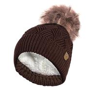 RockJock Chapeau de Tricot de câble de Diamant Chaud épais de Dames avec la Doublure Thermique d'ours en Peluche et Le Pompon démontable de Fausse Fourrure-Taille Unique-