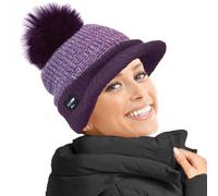 RockJock Mesdames Molleton Chaud doublé en Maille Casquette Beanie Baseball avec Detachable Pom Fausse Fourrure Pompée Porter avec ou sans-Taille Unique-Violet