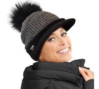 RockJock Mesdames Molleton Chaud doublé en Maille Casquette Beanie Baseball avec Detachable Pom Fausse Fourrure Pompée Porter avec ou sans