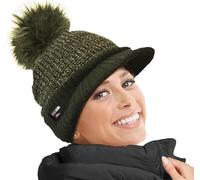 RockJock Mesdames Molleton Chaud doublé en Maille Casquette Beanie Baseball avec Detachable Pom Fausse Fourrure Pompée-Taille Unique-Olive