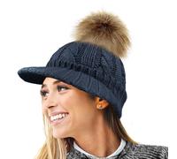 RockJock Mesdames Molleton Chaud doublé en Maille Casquette Beanie Baseball avec Detachable Pom Fausse Fourrure Pompée Porter avec ou sans