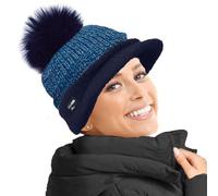 RockJock Mesdames Molleton Chaud doublé en Maille Casquette Beanie Baseball avec Detachable Pom Fausse Fourrure Pompée Porter avec ou sans
