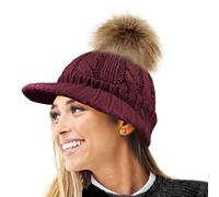 RockJock Mesdames Molleton Chaud doublé en Maille Casquette Beanie Baseball avec Detachable Pom Fausse Fourrure Pompée Porter avec ou sans