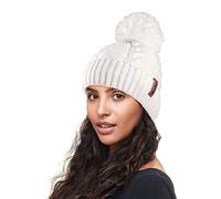 RockJock R80 - Bonnet en Pom Pom en Tricot torsadé Chaud avec Doublure en Molleton Isolant Thermique