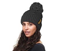 RockJock R80 - Bonnet en Pom Pom en Tricot torsadé Chaud avec Doublure en Molleton Isolant Thermique