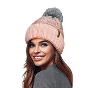 RockJock STORMACTIVE 100% Imperméable Dames Unisexe Chunky Ombre Chaud Hiver Teddy Doublé Tricoté Pompon Bonnet Bonnet-Taille Unique-Rose/Gris