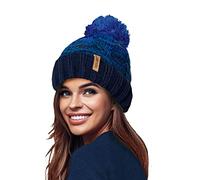 RockJock STORMACTIVE 100% Imperméable Dames Unisexe Chunky Ombre Chaud Hiver Teddy Doublé Tricoté Pompon Bonnet Bonnet-Taille Unique-Marine/Cobalt