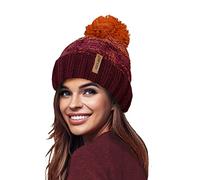 RockJock STORMACTIVE 100% Imperméable Dames Unisexe Chunky Ombre Chaud Hiver Teddy Doublé Tricoté Pompon Bonnet Bonnet-Taille Unique-Burg/Orange