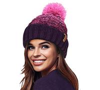 RockJock STORMACTIVE 100% Imperméable Dames Unisexe Chunky Ombre Chaud Hiver Teddy Doublé Tricoté Pompon Bonnet Bonnet-Taille Unique-Violet/Rose