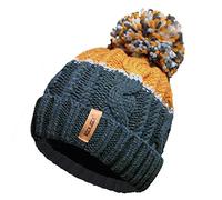 RockJock Unisexe Hommes Dames Chaud Hiver Chunky Bloc De Couleur Ski Bobble Pompon Bonnet avec Doublure Thermique Confortable Teddy Fleece- Taille Unique-Sarcelle/Moutarde