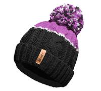RockJock Unisexe Hommes Dames Chaud Hiver Chunky Bloc De Couleur Ski Bobble Pompon Bonnet avec Doublure Thermique Confortable Teddy Fleece