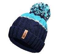 RockJock Unisexe Hommes Dames Chaud Hiver Chunky Bloc De Couleur Ski Bobble Pompon Bonnet avec Doublure Thermique Confortable Teddy Fleece