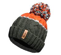 RockJock Unisexe Hommes Dames Chaud Hiver Chunky Bloc De Couleur Ski Bobble Pompon Bonnet avec Doublure Thermique Confortable Teddy Fleece