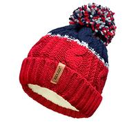 RockJock Unisexe Hommes Dames Chaud Hiver Chunky Bloc De Couleur Ski Bobble Pompon Bonnet avec Doublure Thermique Confortable Teddy Fleece