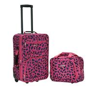 Rockland Ensemble de valises Droites Souples Tendance, Léopard Magenta, 2-Piece Set (14/19), Sac à Dos Enfant