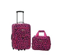 Rockland Ensemble de valises Droites Souples Tendance, Léopard Magenta, 2-Piece Set (14/19), Sac à Dos Enfant