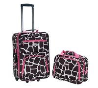 Rockland Ensemble de valises Droites Souples Tendance, Motif Girafe Rose, Taille Unique, Ensemble de valises Droites Souples Tendance